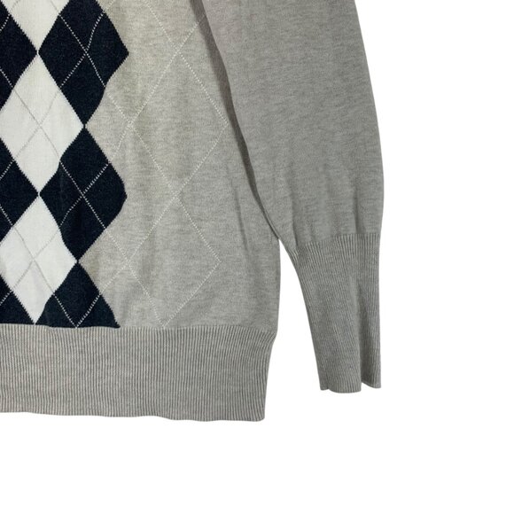 MEXX Gray Argyle Cowl Neck Pullover cotton  Sweater beige Women size large - Picture 9 of 13